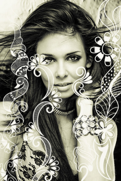 Henna Design, Swirls, Halftone Brushes