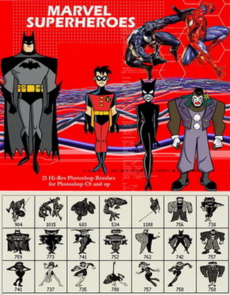 21 Marvel Superheroes Photoshop Brushes