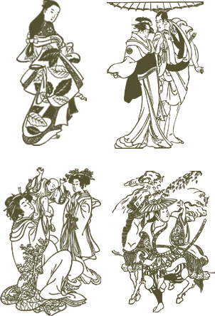 Asian Figures Brushes. ����� ��� Photoshop