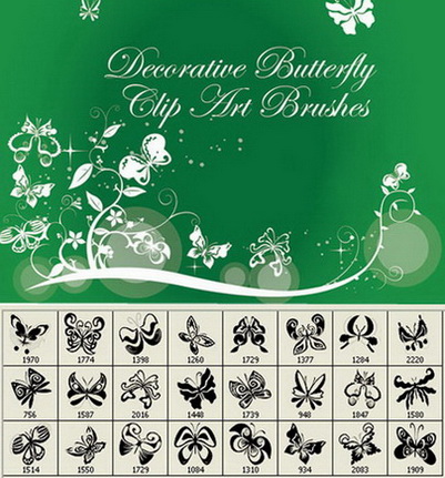 21 Butterfly Clip Art Photoshop Brushes