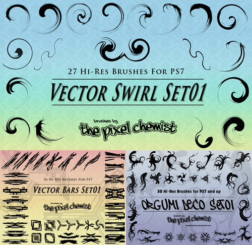 Vector Swirl Bars and Deco Brushes Vector Swirl Bars and Deco Brushes