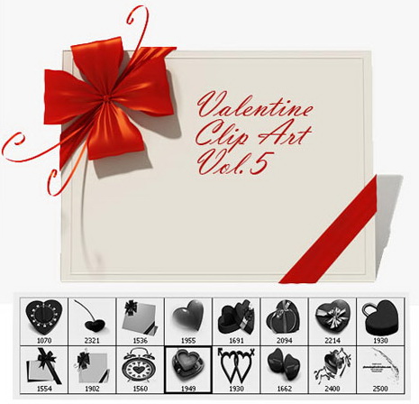 Valentine Clip Art Vol.5 -15 Hearts, Love Notes Photoshop Brushes