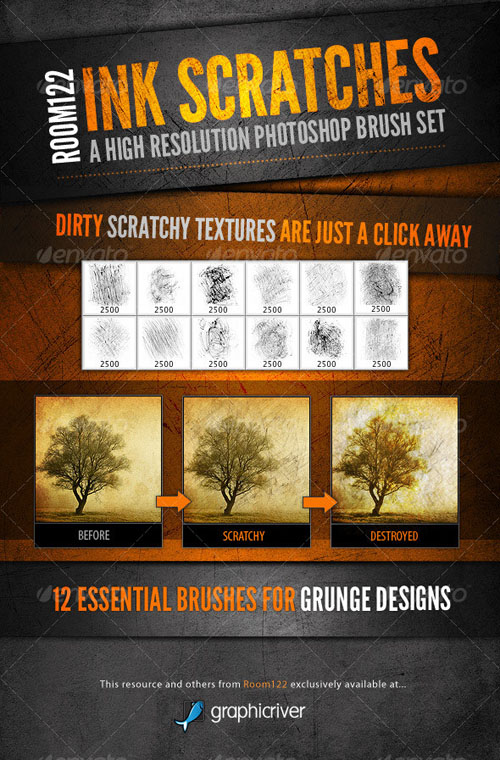 GraphicRiver - Ink Scratches Photoshop Brush Set GraphicRiver - Ink Scratches Photoshop Brush Set