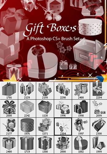 24 Lovely Gift Boxes as Photoshop Brushes