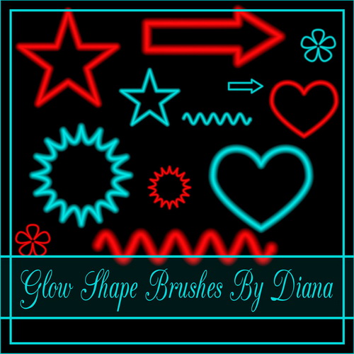 Neon Glowing Shape Brushes 1 by Diana Creations Светящиеся неоновые кисти Neon Glowing Shape Brushes 1 by Diana Creations Светящиеся неоновые кисти