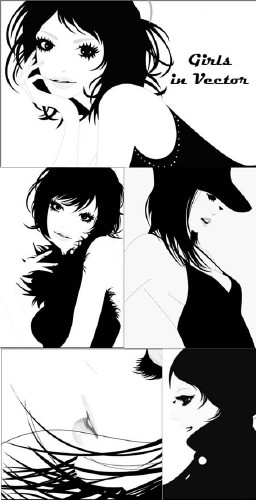 Girls in Vector (B&amp;W)