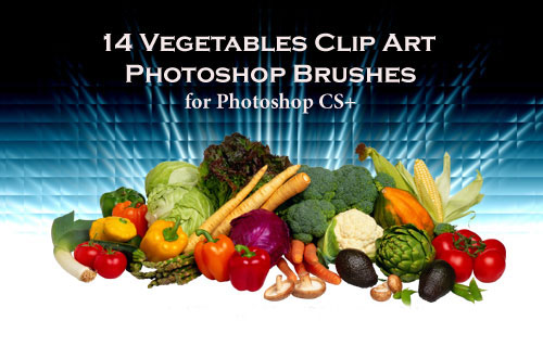 14 Vegetable Clip Art Photoshop Brushes
