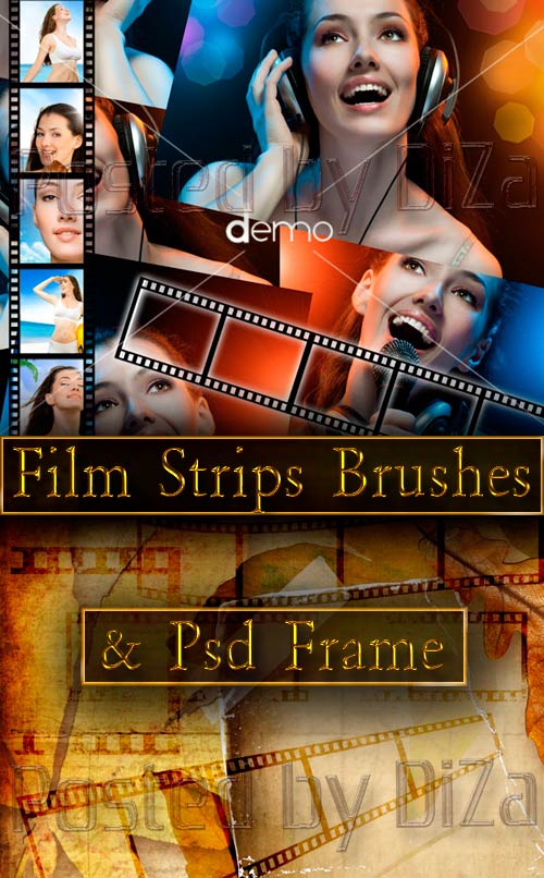 Film Strips Brushes &amp; Psd Frame