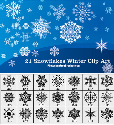21 Winter Clip Art Photoshop Brushes