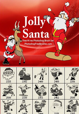 15 Santa Pictures Photoshop CS Brush Set