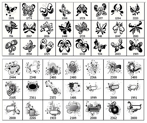 21 Floral Frame&amp;24 Butterfly brushes for Photoshop