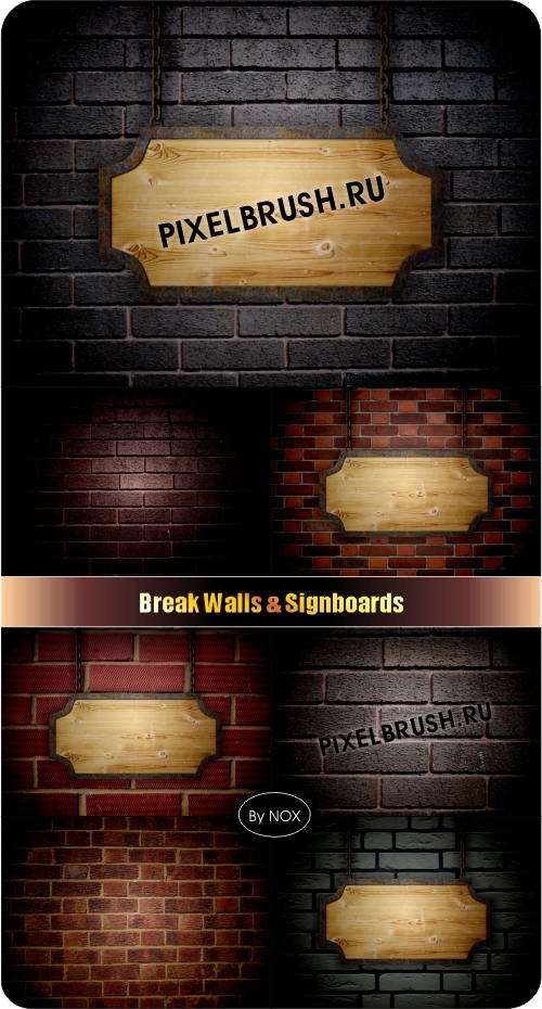 Break Walls & Signboards - Кирпичная стена, вывеска, фон Break Walls & Signboards - Кирпичная стена, вывеска, фон