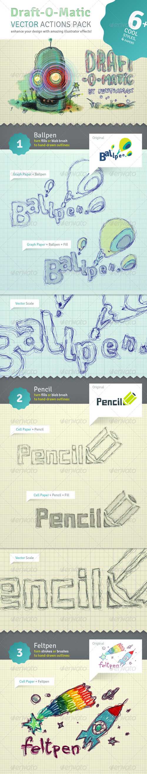 GraphicRiver Draft-O-Matic Sketchbook - Vector Actions Pack GraphicRiver Draft-O-Matic Sketchbook - Vector Actions Pack