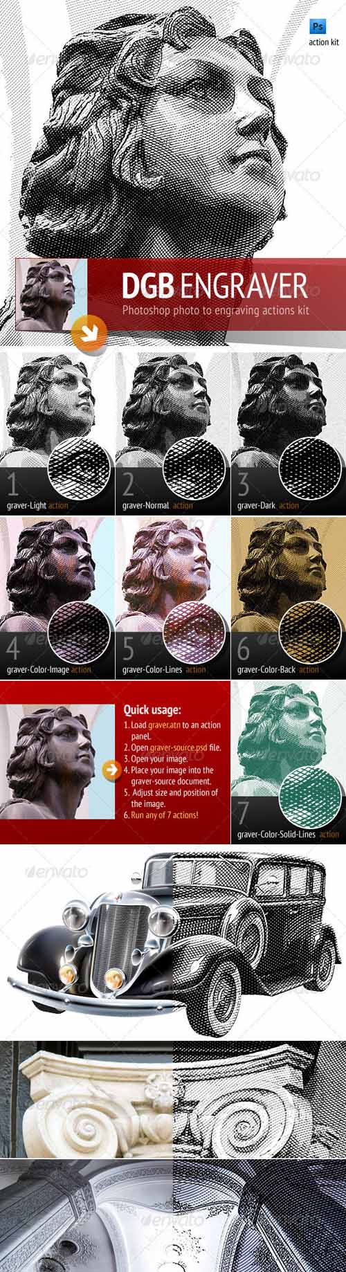Engrave Photoshop Actions Kit Engrave Photoshop Actions Kit