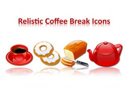 Realistic Coffee Break Icons.    PNG