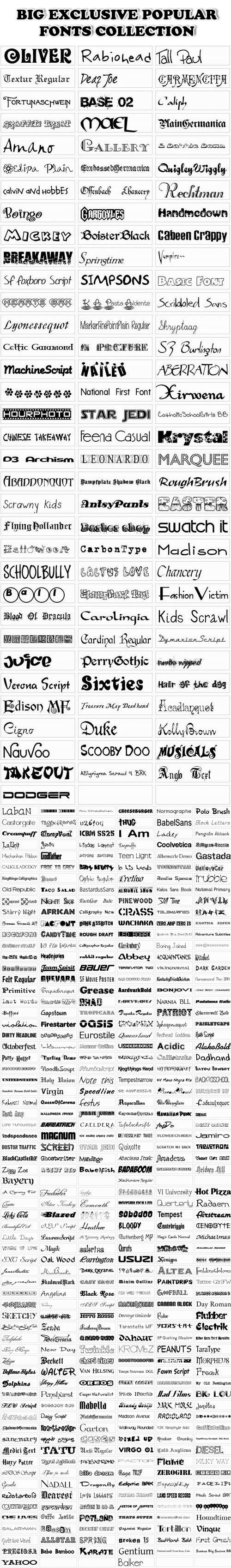 Big Exclusive Popular Fonts Collection (REUPLOAD)