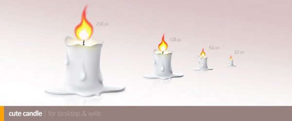 Cute Candle.    ICO, PNG