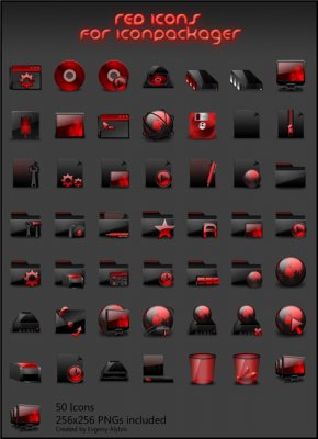 Red Icons For Iconpackager