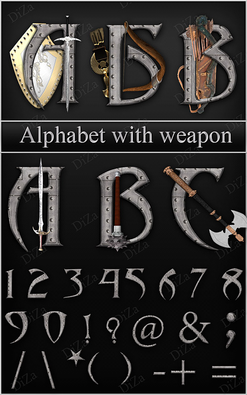 Alphabet with weapon Alphabet with weapon