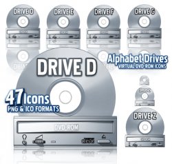 Alphabet DVD-ROM Drives.    PNG, ICO