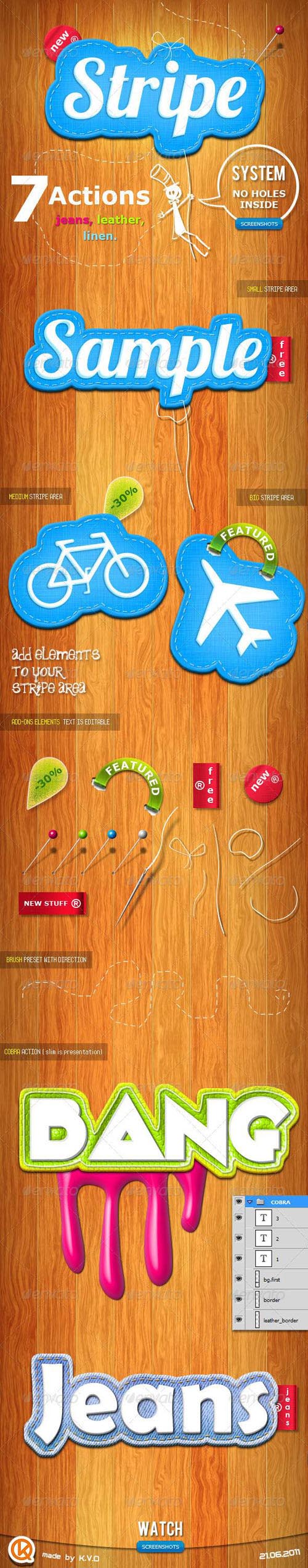 GraphicRiver - Stitched Stripe Actions GraphicRiver - Stitched Stripe Actions