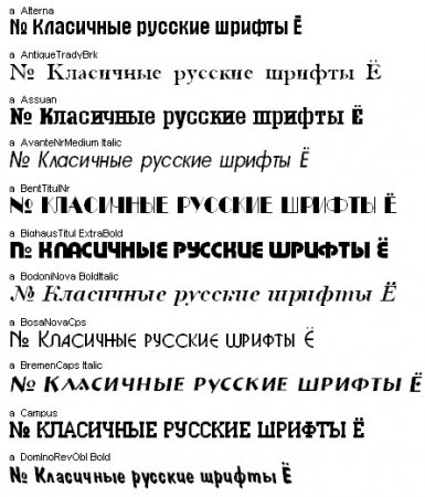 Набор русских кириллических шрифтов (Часть 5) Набор русских кириллических шрифтов (Часть 5)