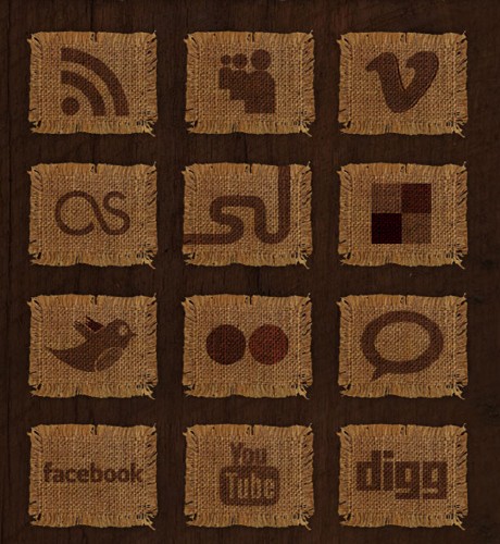 Woven Fabric Social Media Icon Set