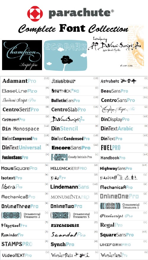 Complete Parachute Font Collection Complete Parachute Font Collection