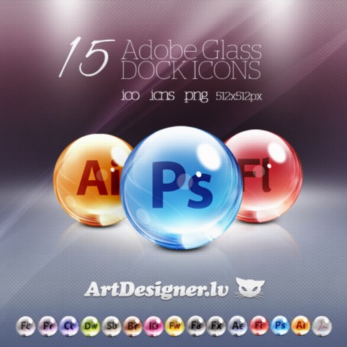 Adobe Glass 15icons Artdesigner 