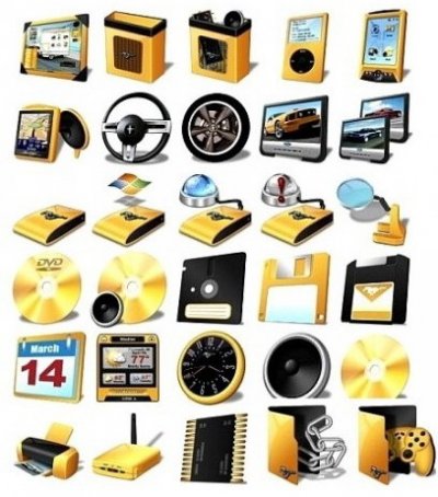 Yellow Folders Icons. ������ � ������� PNG