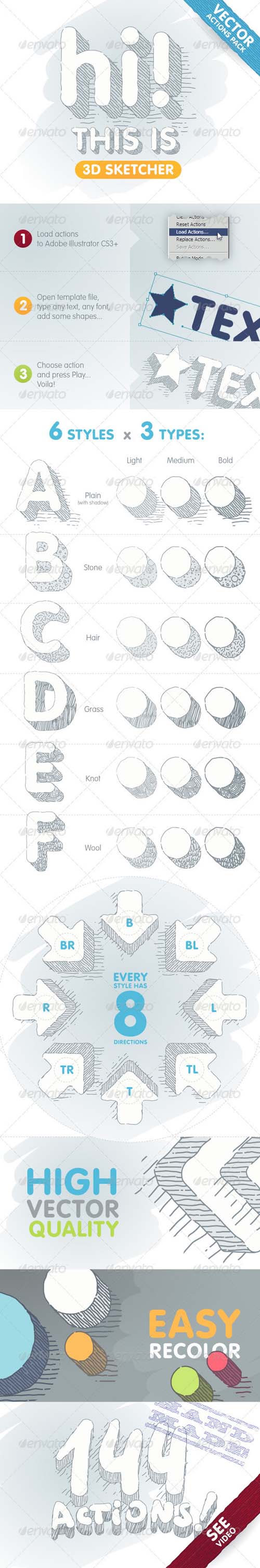 GraphicRiver 3D Sketcher - Vector Actions Pack GraphicRiver 3D Sketcher - Vector Actions Pack