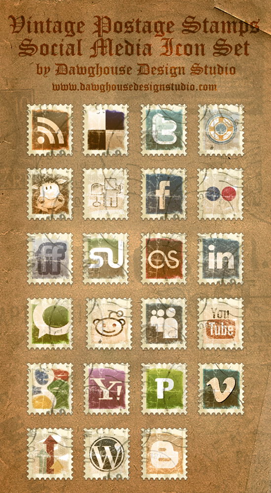 Vintage Postage Stamp Icons by Dawghouse - Винтажные иконки-марки Vintage Postage Stamp Icons by Dawghouse - Винтажные иконки-марки