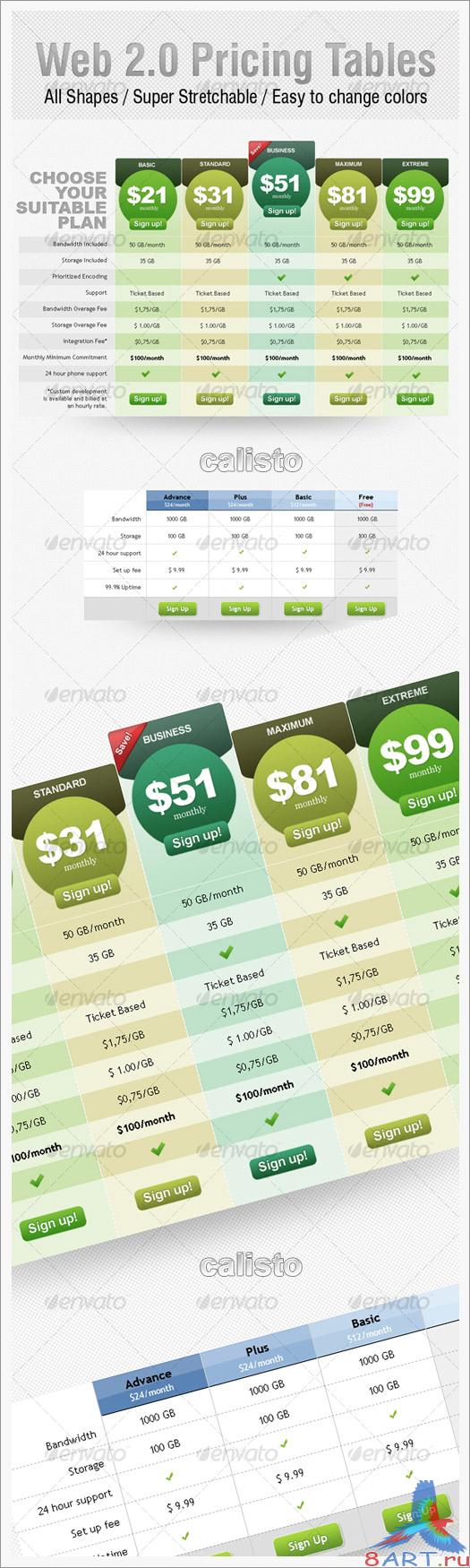 Web 2.0 Pricing Tables - GraphicRiver