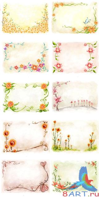 Flower frame and ornaments / PSD Flower frame and ornaments / PSD