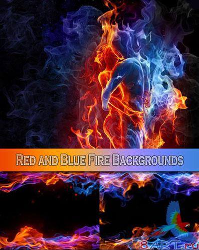 Red and Blue Fire Backgrounds - Stock Photos