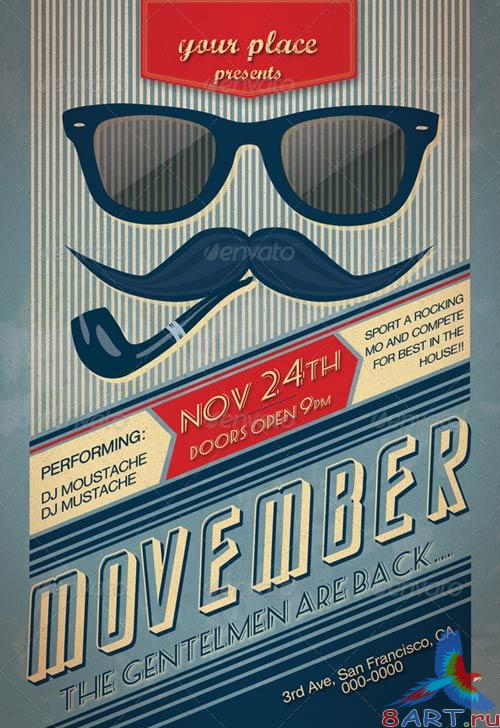 GraphicRiver Movember Retro Party Flyer