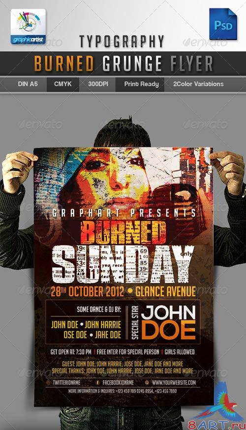 GraphicRiver Typography Burned Grunge Flyer