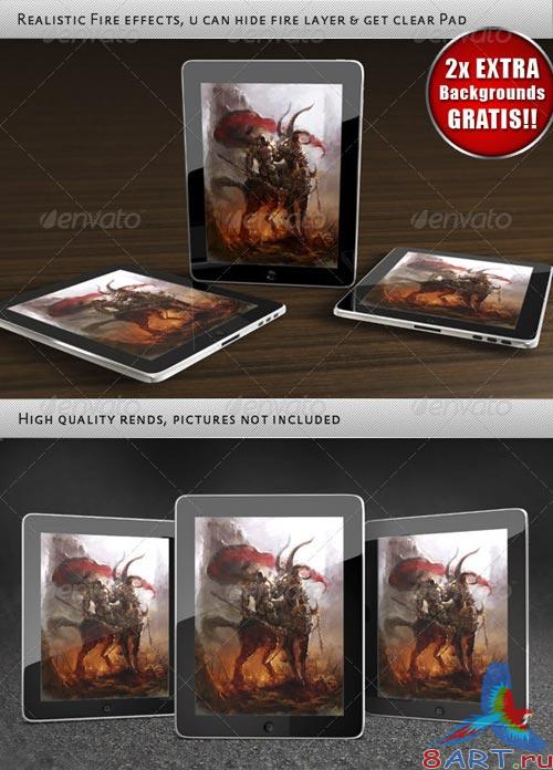 GraphicRiver Pad On Fire Mock-Up GraphicRiver Pad On Fire Mock-Up