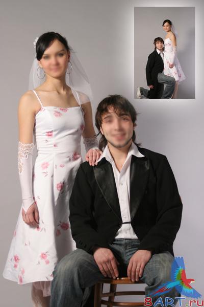 A young man in a suit and a girl in a light dress -          
