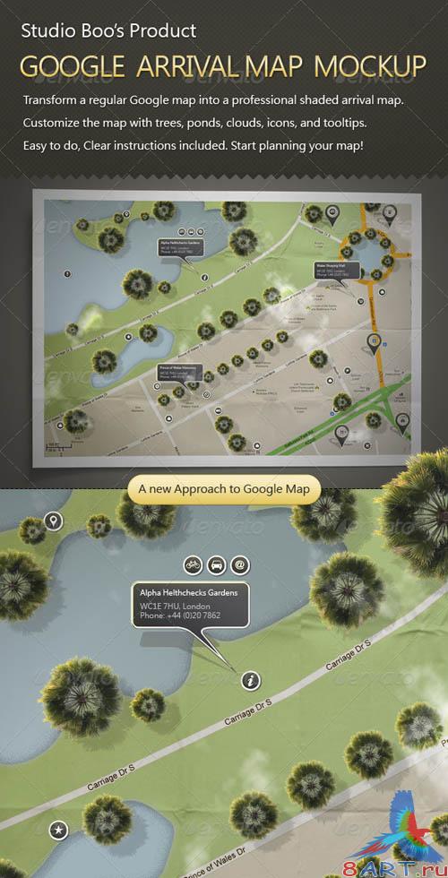 GraphicRiver Google Arrival Map Mock-up GraphicRiver Google Arrival Map Mock-up