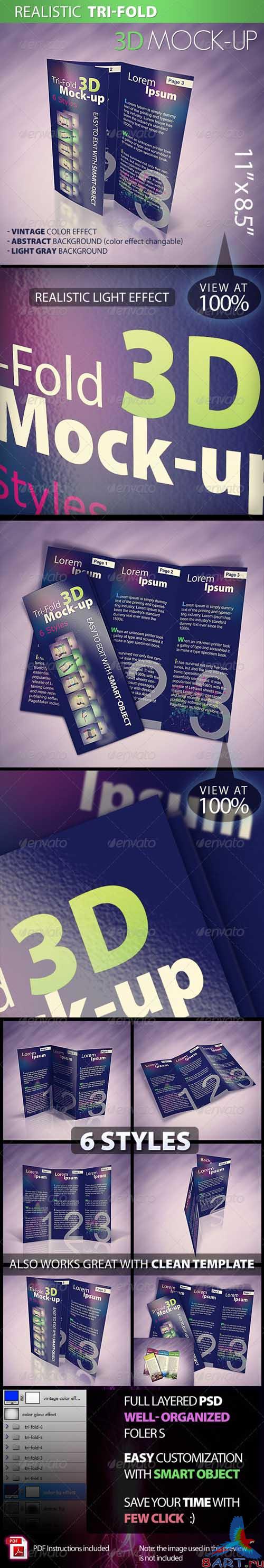 GraphicRiver Tri-fold 3D Mock-up Pack - REUPLOAD