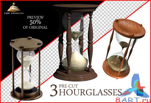 3 Old Hourglasses PSD Template