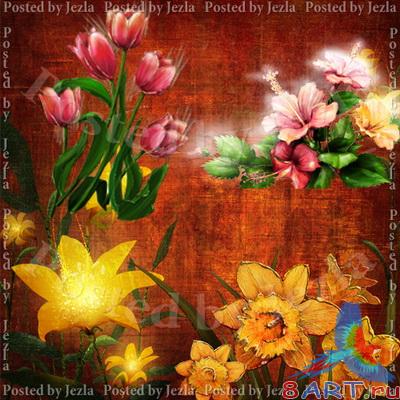 PSD  -    (Flowers on the Canvas)