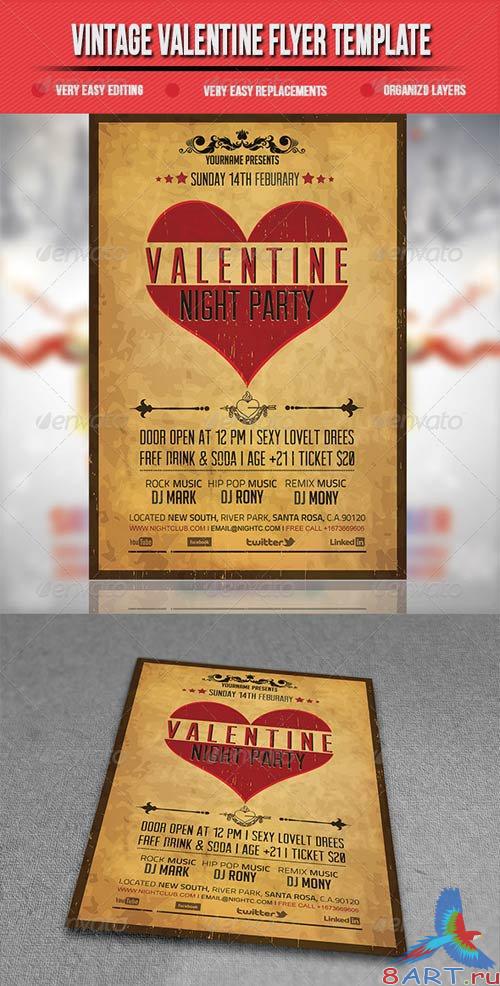 GraphicRiver Vintage Valentine Flyer Template