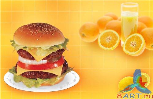 PSD - Cheeseburger with fruit juice