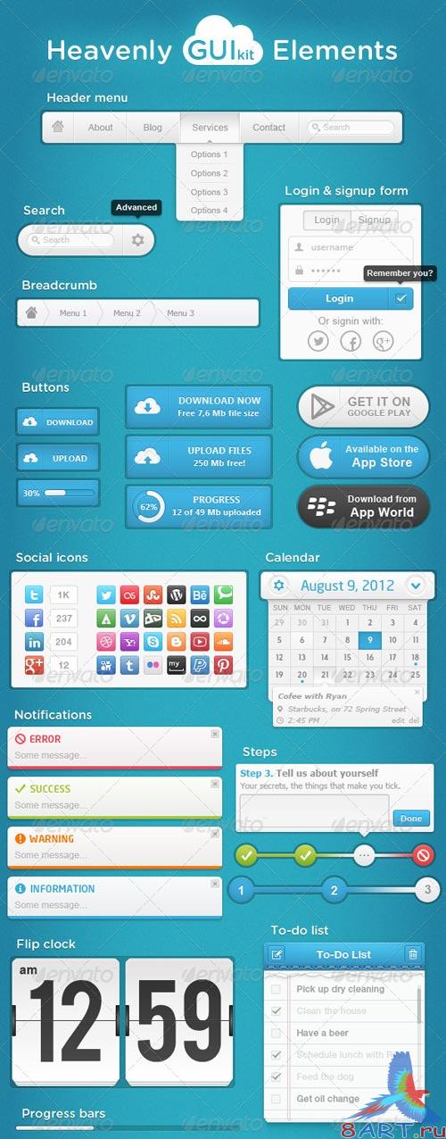 GraphicRiver Heavenly GUI Kit Elements