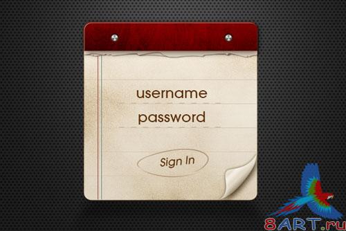 Classic Note Login Form PSD Template