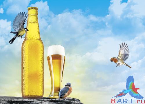 PSD Source - Gold Beer Advertizing