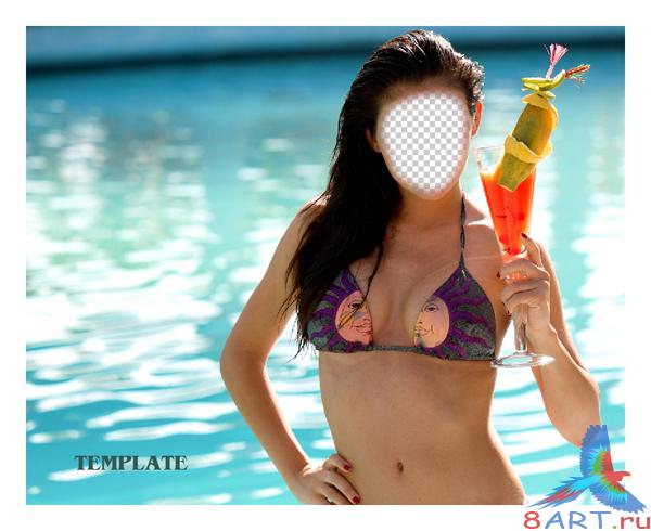 Шаблон к Photoshop - The girl at pool Шаблон к Photoshop - The girl at pool