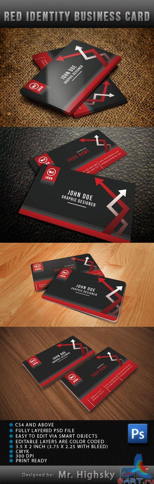 Red Identity Business Card PSD Template